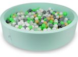 Bacinella 130X30Cm Menta Con 600 Palline: Verde Chiaro, Bianco, Trasparente, Madreperla, Beige, Grigio