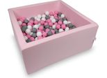 Bacino Di Asciugatura 90X90X40Cm Rosa Cipria Con 400 Palline: Bianco, Grigio, Rosa Cipria