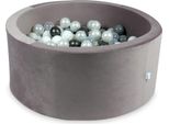 Piscina Di Palline 300 Pezzi 90X40 Velluto Viola: Perla, Grigio, Bianco, Trasparente, Grafite Metallizzato
