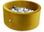 Piscina Di Palline 300 Pezzi 90X40 Velluto Oro: Bianco, Grigio, Trasparente