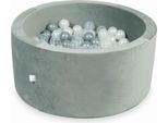 Piscina Di Palline 300 Pezzi 90X40 Velluto Grigio: Trasparente, Madreperla, Argento