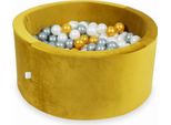 Piscina Di Palline 300 Pezzi 90X40 Velluto Oro: Oro, Argento, Perla