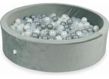 Piscina Di Palline 400 Pezzi 110X30 Velluto Grigio: Trasparente, Madreperla, Argento