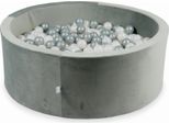 Piscina Di Palline 500 Pezzi 110X40 Velluto Grigio: Perla, Argento