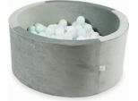 Piscina Di Palline 300 Pezzi 90X40 Velluto Grigio: Azzurro Perla, Menta Chiaro, Opalescente, Bianco
