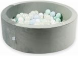 Piscina Di Palline 200 Pezzi 90X30 Velluto Grigio: Azzurro Perla, Menta Chiaro, Opalescente, Bianco