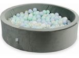 Piscina Di Palline 400 Pezzi 110X30 Velluto Grigio: Azzurro Perla, Menta Chiaro, Opalescente, Bianco
