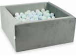 Piscina Di Palline 400 Pezzi 90X90X40 Velluto Grigio: Azzurro Perlato, Menta Chiaro, Opalescente, Bianco