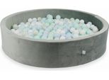 Piscina Di Palline 600 Pezzi 130X30 Velluto Grigio: Azzurro Perla, Menta Chiaro, Opalescente, Bianco