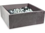 Piscina Di Palline 600 Pezzi 110X110X40 Velluto Lilla: Perla, Grigio, Bianco, Trasparente, Grafite Metallizzato