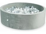 Piscina Di Palline 700 Pezzi 130X40 Velluto Grigio: Trasparente, Madreperla, Argento