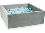 Piscina Di Palline 600 Pezzi 110X110X40 Grigio Velluto: Menta Chiaro, Turchese, Azzurro, Azzurro Perla, Perla, Bianco, Trasparente