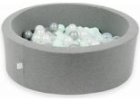 Piscina Grigia Secca 90X30 Con 200 Palline: Trasparente, Madreperla, Argento, Menta Chiaro