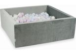 Piscina Di Palline 600 Pezzi 110X110X40 Grigio Velluto: Rosa Chiaro Perlato, Azzurro Perlato, Opalescente, Bianco