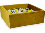 Piscina Di Palline 600 Pezzi 110X110X40 Velluto Oro: Giallo, Menta Chiaro, Grafite Metallizzato, Bianco, Perla