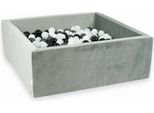 Piscina Di Palline 600 Pezzi 110X110X40 Velluto Grigio: Bianco, Grafite, Nero, Ponticello Bianco