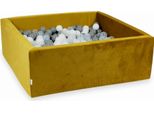 Piscina Di Palline 600 Pezzi 110X110X40 Velluto Oro: Bianco, Grigio, Trasparente
