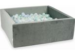 Piscina Di Palline 600 Pezzi 110X110X40 Grigio Velluto: Azzurro, Perla, Menta Chiaro, Opalescente, Bianco