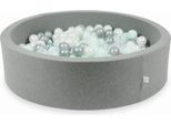 Piscina Grigia A Secco 110X30 Con 400 Palline: Trasparente, Madreperla, Argento, Menta Chiaro