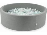 Piscina Grigia Asciutta 130X40 Con 700 Palline: Trasparente, Madreperla, Argento, Menta Chiara