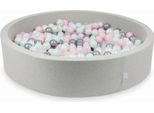 Vasca Asciutta Grigio Chiaro 130X30 Con 600 Palline: Trasparente, Madreperla, Argento, Rosa Chiaro, Menta Chiaro