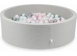Bacino Asciutto Grigio Chiaro 130X40 Con 700 Palline: Trasparente, Madreperla, Argento, Rosa Chiaro, Menta Chiaro