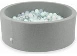 Piscina Grigia Asciutta 110X40 Con 500 Palline: Trasparente, Madreperla, Argento, Menta Chiaro
