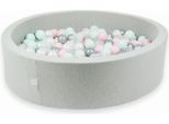 Bacinella Grigio Chiaro 110X30 Con 400 Palline: Trasparente, Madreperla, Argento, Rosa Chiaro, Menta Chiara