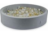 Bacinella 130X30Cm Velvet Soft Grigio Chiaro Con 600 Palline: Trasparente, Oro Chiaro, Perla
