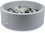 Bacinella 110X40Cm Velvet Soft Light Grey Con 500 Palline: Madreperla, Trasparente, Grafite Metallizzata, Argento