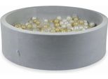 Bacinella 130X40Cm Velvet Soft Grigio Chiaro Con 700 Palline: Trasparente, Oro Chiaro, Perla