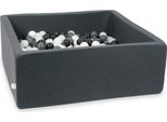 Piscina A Secco In Grafite 110X110X40 Con 600 Palline: Bianco, Grafite, Nero, Ponticello Bianco