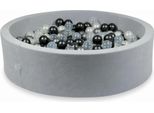 Bacinella 110X30Cm Velvet Soft Light Grey Con 400 Palline: Madreperla, Trasparente, Grafite Metallizzata, Argento