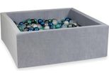 Vaschetta Di Asciugatura 110X110X40Cm Velvet Soft Grigio Chiaro Con 600 Palline: Turchese Metallizzato, Blu Metallizzato, Argento, Grafite Metallizzato, Trasparente, Perla