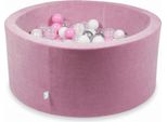 Piscina Secca 90X40Cm Velvet Soft Pink Con 300 Palline: Rosa Cipria, Argento, Bianco, Trasparente