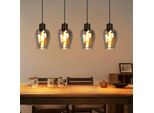 Zmh Lampada A Sospensione A 4 Fiamme Nero - Lampada A Sospensione E27 Lampada A Sospensione Vintage In Vetro Per Tavolo Da Pranzo Sala Da Pranzo Cucina Isola Hotel Soggiorno Senza Fonte Di Luce