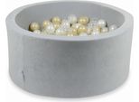 Bacinella 90X40Cm Velvet Soft Grigio Chiaro Con 300 Palline: Trasparente, Oro Chiaro, Perla