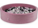 Bacinella 130X30Cm Velvet Soft Pink Con 600 Palline: Rosa Chiaro Perlato, Argento, Grafite Metallizzata, Perla