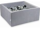 Bacinella 90X90X40Cm Velvet Soft Light Grey Con 400 Palline: Madreperla, Trasparente, Grafite Metallizzata, Argento