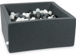 Piscina A Secco In Grafite 90X90X40 Con 400 Palline: Bianco, Grafite, Nero, Ponticello Bianco