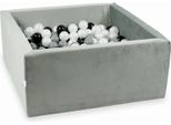 Piscina Di Palline 400 Pezzi 90X90X40 Velluto Grigio: Nero, Grigio, Perla