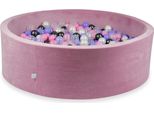 Bacinella 130X40Cm Velvet Soft Pink Con 700 Palline: Grafite Metallizzato, Erica, Rosa Cipria, Perla, Trasparente