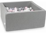 Piscina Grigia Secca 90X90X40 Con 400 Palline: Trasparente, Bianca, Grigia, Rosa Chiaro