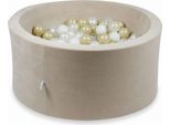 Bacinella 90X40Cm Velvet Soft Beige Con 300 Palline: Trasparente, Bianco, Madreperla, Oro Chiaro, Opalescente