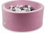 Bacinella 90X40Cm Velvet Soft Pink Con 300 Palline: Rosa Chiaro Perlato, Argento, Grafite Metallizzata, Perla