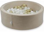 Bacinella 90X30Cm Velvet Soft Beige Con 200 Palline: Trasparente, Bianco, Madreperla, Oro Chiaro, Opalescente