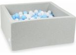 Bacino Asciutto Grigio Chiaro 90X90X40 Con 400 Palline: Bianco, Madreperla, Azzurro, Azzurro Madreperla