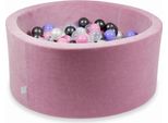 Bacinella 90X40Cm Velvet Soft Pink Con 300 Palline: Grafite Metallica, Erica, Rosa Cipria, Madreperla, Trasparente