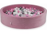 Piscina Secca 130X30Cm Velvet Soft Pink Con 600 Palline: Rosa Cipria, Argento, Bianco, Trasparente