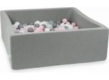 Piscina Grigia Asciutta 110X110X40 Con 600 Palline: Trasparente, Bianco, Grigio, Rosa Chiaro